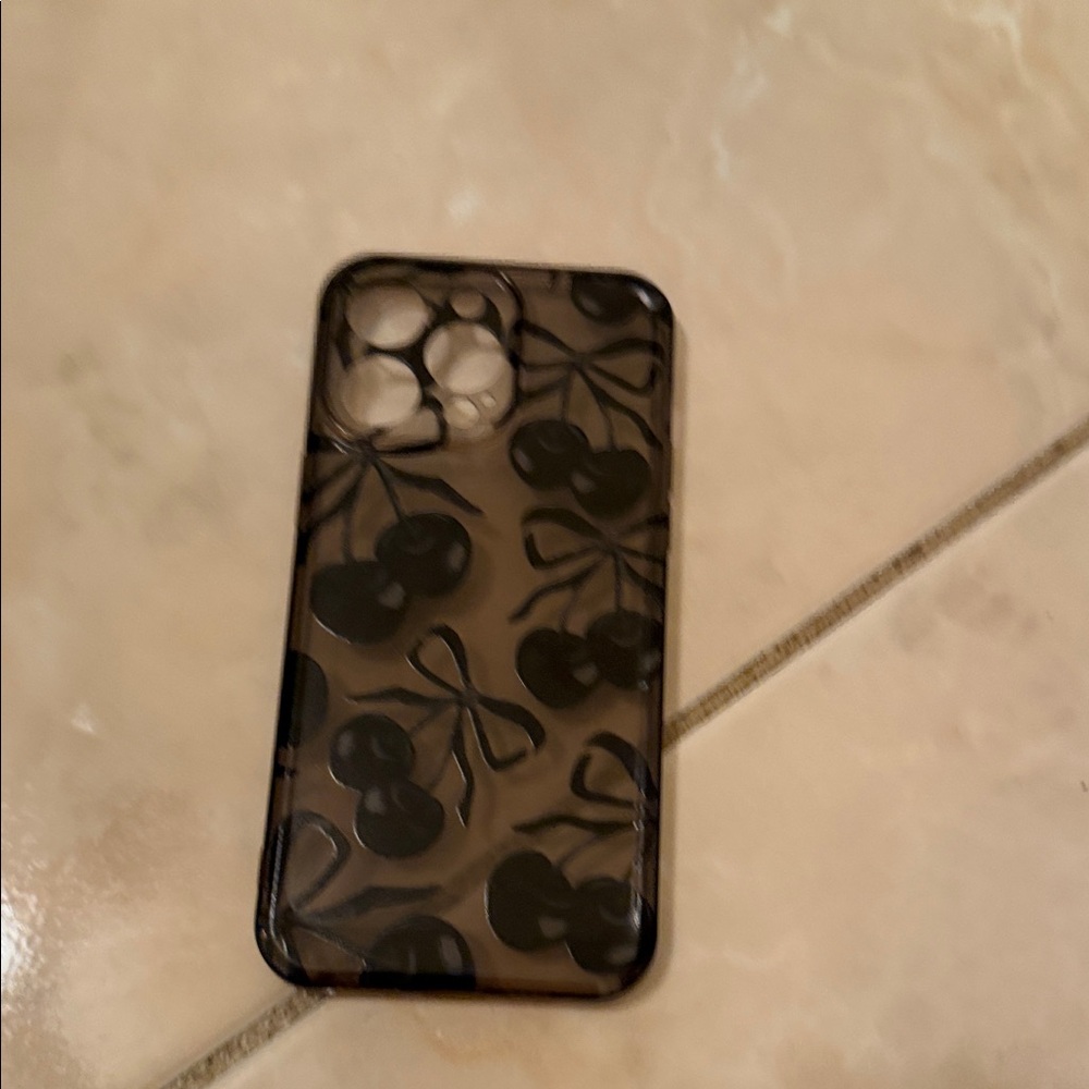 Cherry Pattern Black Phone Case
